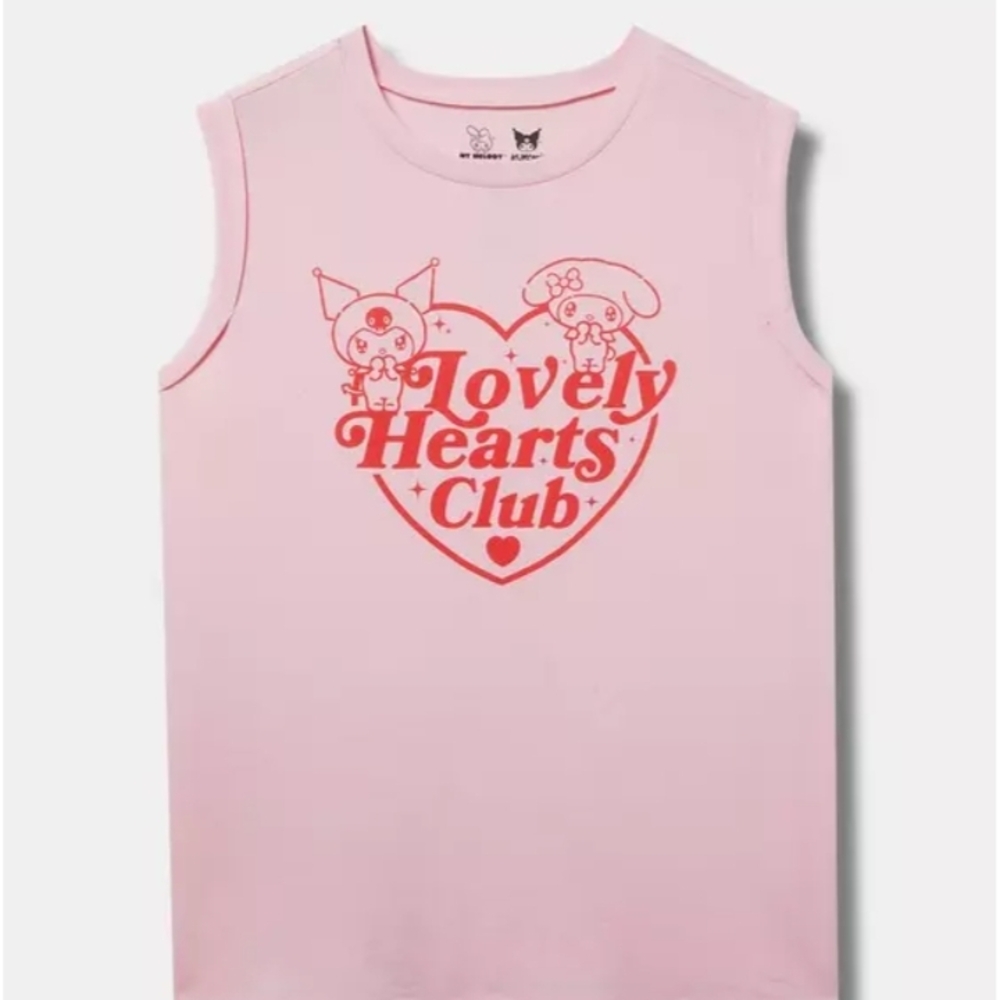 Sanrio Relaxed Fit Cotton Muscle Roll Sleeve Tank Top - Torrid Size 1 & 2